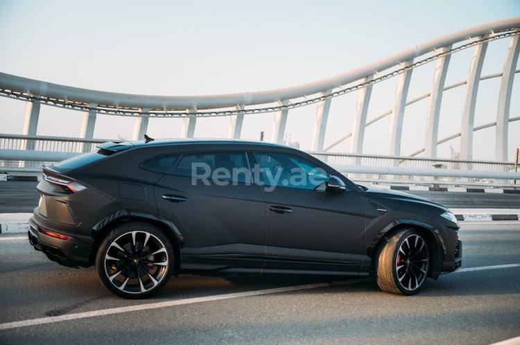 Black Lamborghini Urus for rent in Abu-Dhabi 3