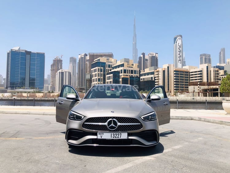 Grey Mercedes C 200 new Shape for rent in Dubai 3