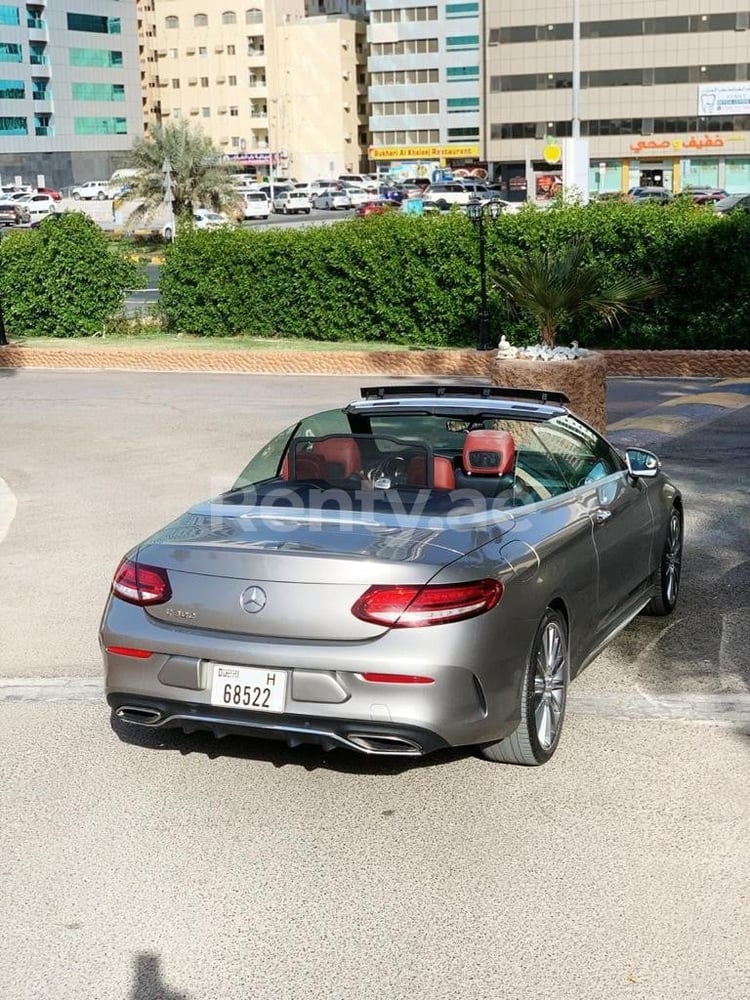 Grey Mercedes C Class for rent in Dubai 2