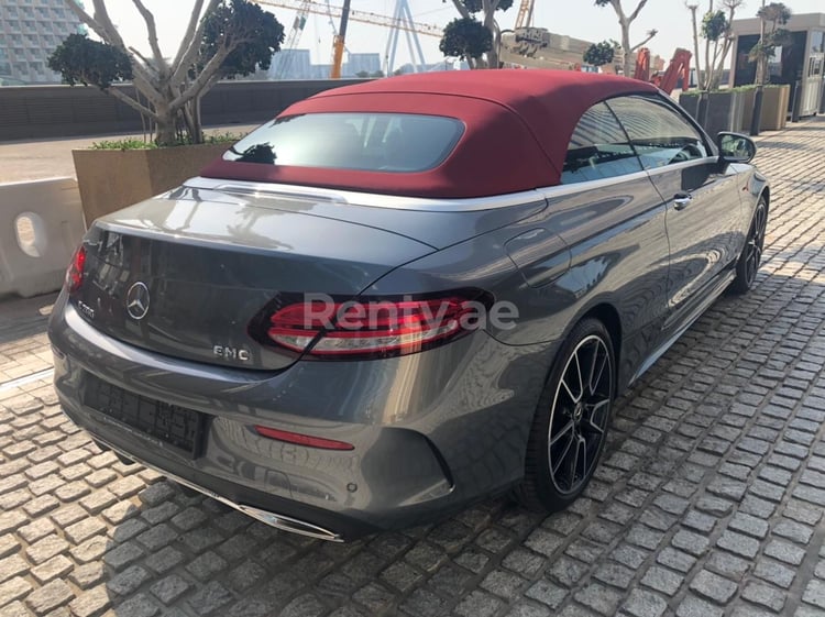 Dark Grey Mercedes C200 Cabrio for rent in Dubai 4