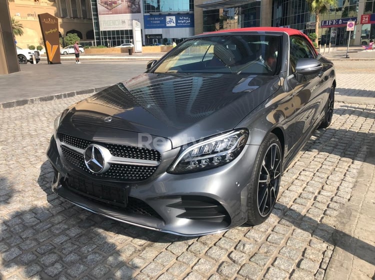 Dark Grey Mercedes C200 Cabrio for rent in Dubai 5