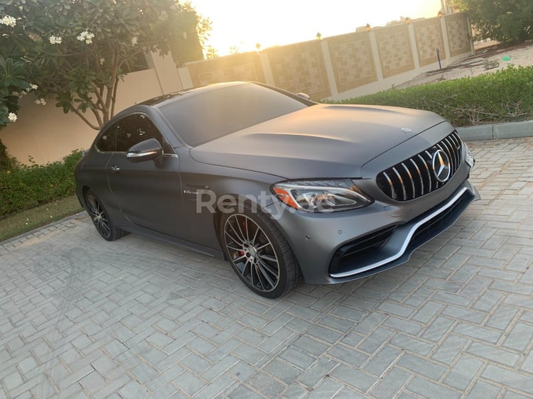 Grey Mercedes C300 for rent in Dubai 1