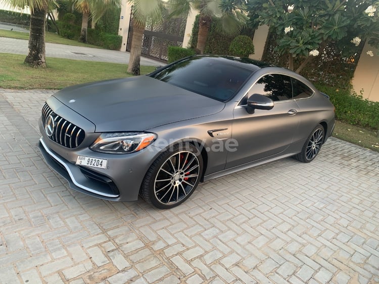 Grey Mercedes C300 for rent in Dubai 4