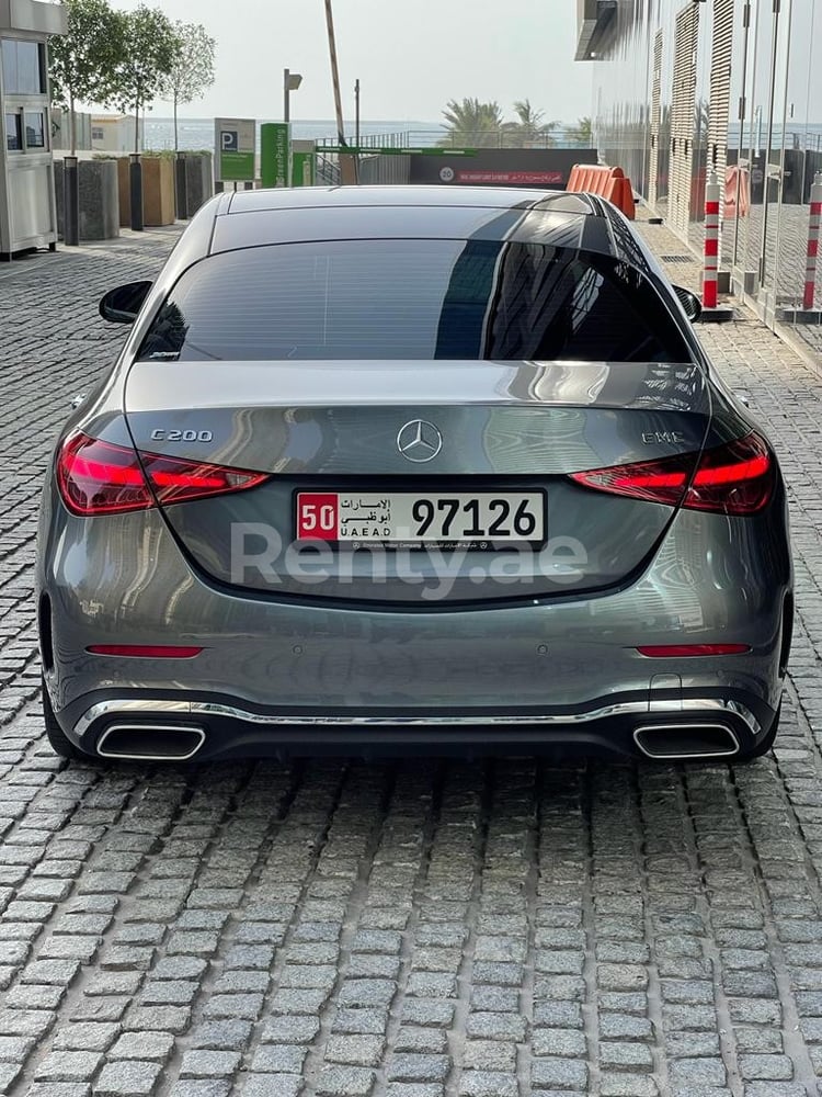 Grey Mercedes C200 for rent in Abu-Dhabi 2