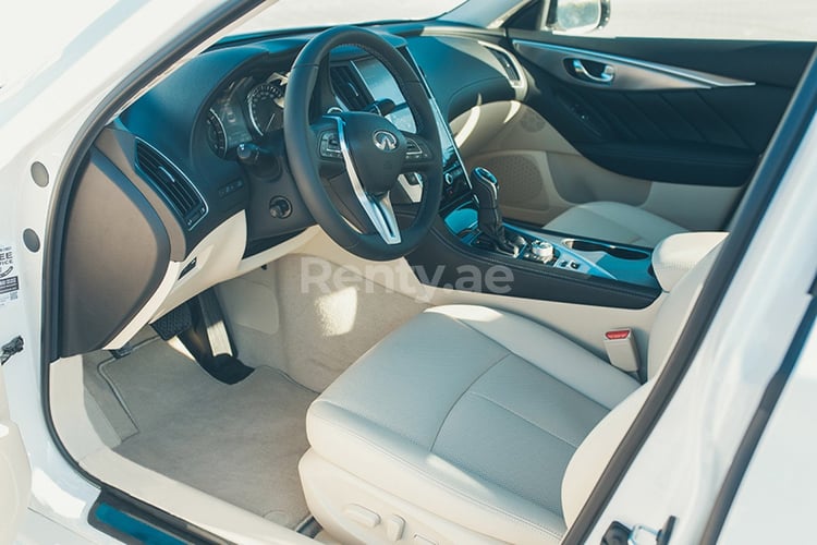 White Infiniti Q50 for rent in Abu-Dhabi 5