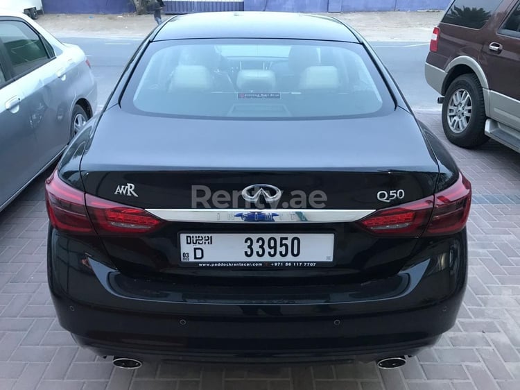 Black Infiniti Q50 for rent in Abu-Dhabi 2