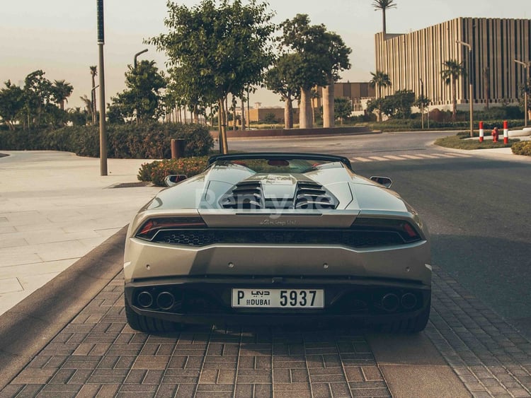 Silber Lamborghini Huracan Spyder LP-610 zur Miete in Dubai 6