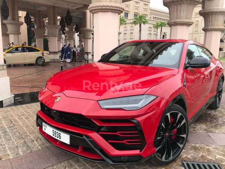 Red Lamborghini Urus for rent in Abu-Dhabi 6