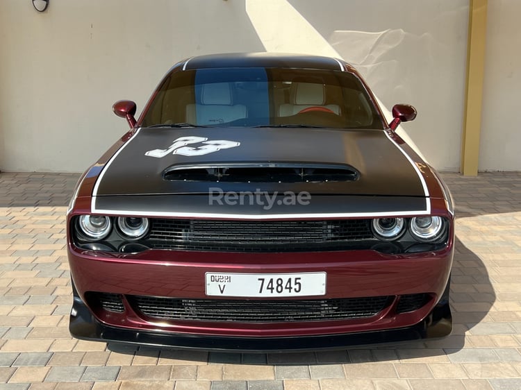 Maroon Dodge Challenger V8 RT Demon Widebody for rent in Abu-Dhabi 3