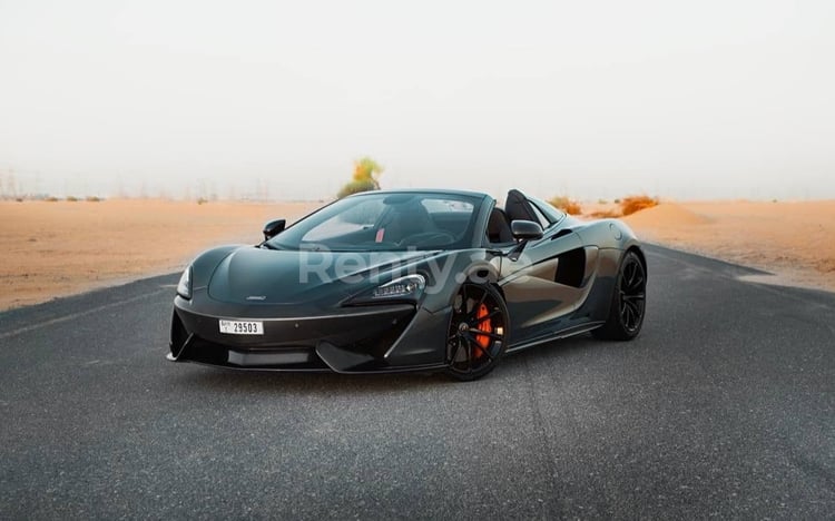 Black McLaren 570S Spyder for rent in Abu-Dhabi