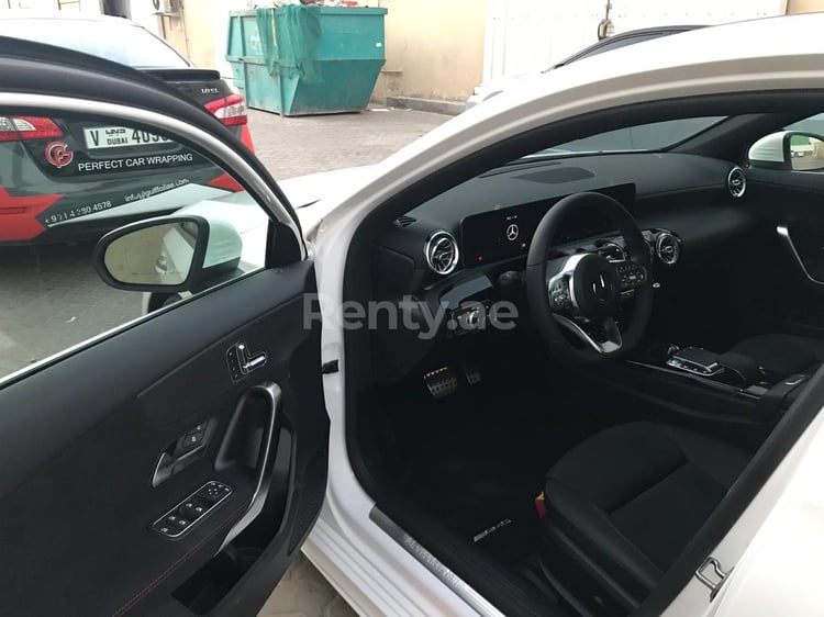 White Mercedes A 250 for rent in Dubai 4