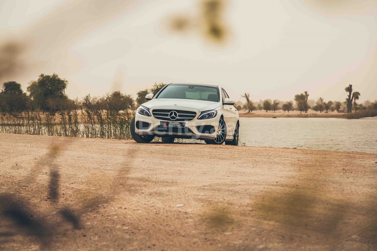 White Mercedes C 200 for rent in Sharjah 4