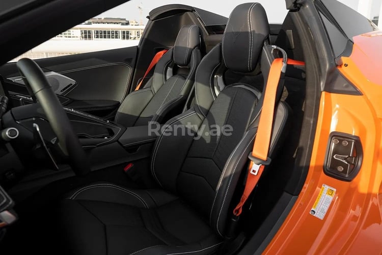 Orange Chevrolet Corvette for rent in Dubai 2