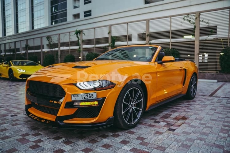 Orange Ford Mustang VT4 for rent in Dubai 3