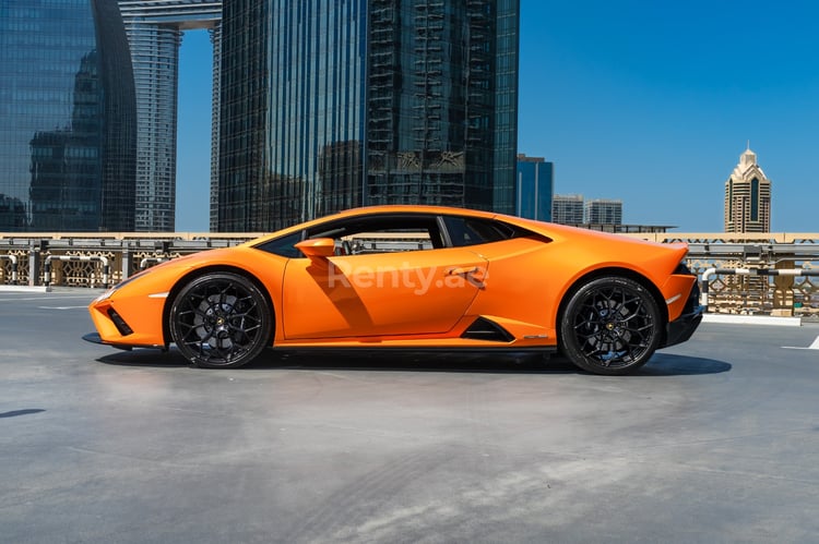 Orange Lamborghini Huracan for rent in Abu-Dhabi 2