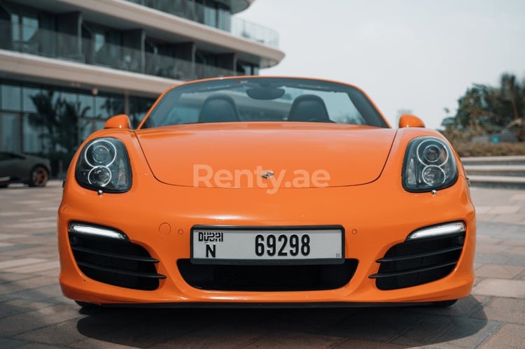 Orange Porsche Boxster for rent in Dubai 3