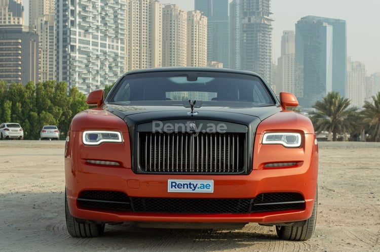 Orange Rolls Royce Wraith- Black Badge for rent in Abu-Dhabi 0