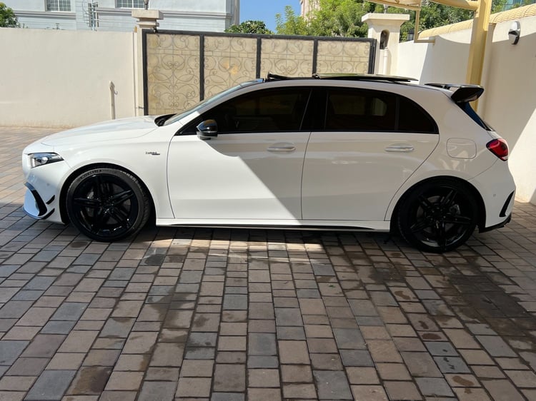 Pearl White Mercedes A Class A45 AMG S for rent in Abu-Dhabi 7