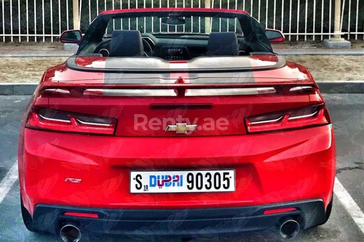 Red Chevrolet Camaro for rent in Dubai 1