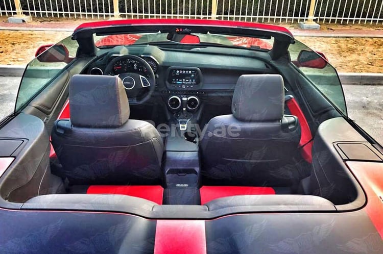 Red Chevrolet Camaro for rent in Dubai 2