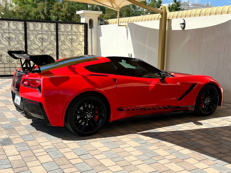 Red Chevrolet Corvette Stingray for rent in Dubai 4