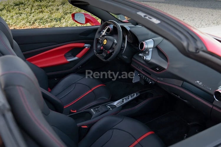 Red Ferrari F8 Tributo Spyder for rent in Dubai 3