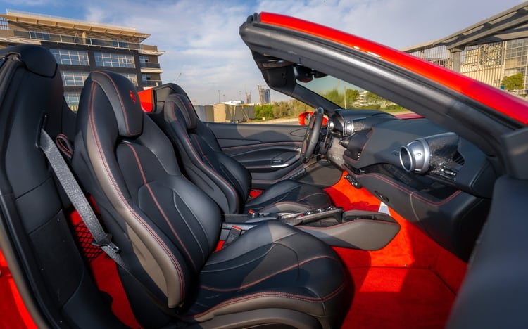 Red Ferrari F8 Tributo Spyder for rent in Abu-Dhabi 6