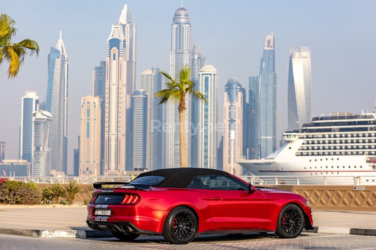 Rosso ZZZ Ford Mustang Cabrio in affitto a Abu-Dhabi 3