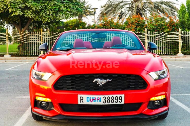 أحمر Ford Mustang Convertible للإيجار في دبي 4