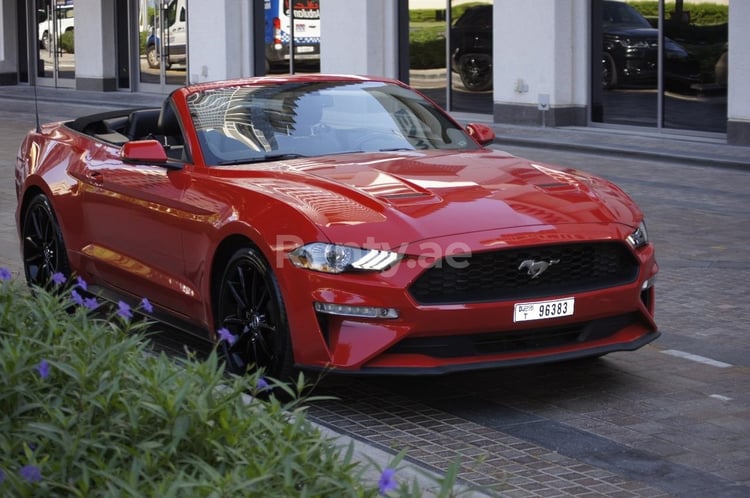 Rot Ford Mustang zur Miete in Dubai 2