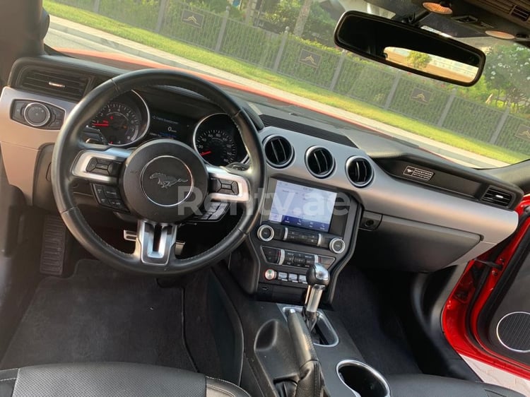 rojo Ford Mustang cabrio en alquiler en Abu-Dhabi 2