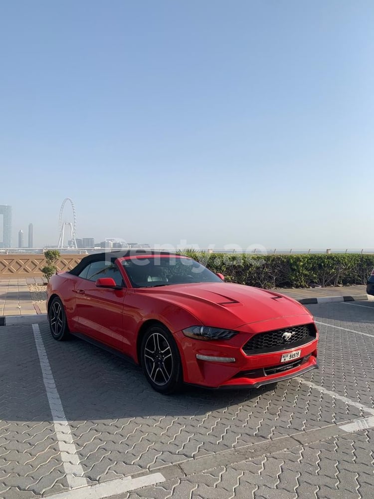 rojo Ford Mustang cabrio en alquiler en Dubai 4