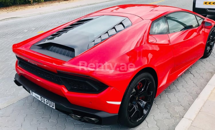 Red Lamborghini Huracan for rent in Dubai 3