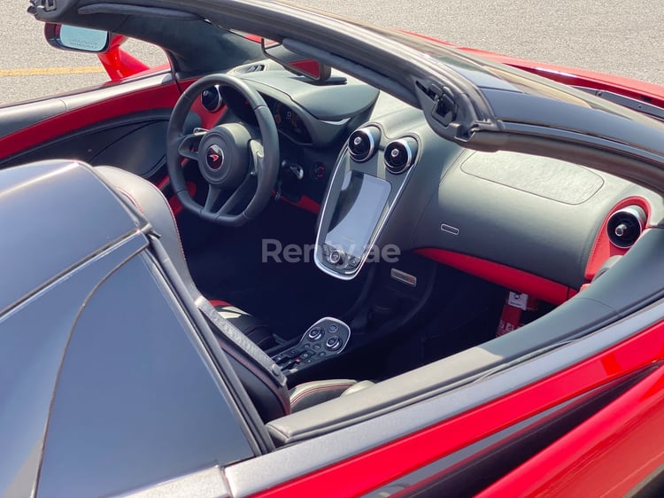 Red McLaren 570S Spyder for rent in Sharjah 3