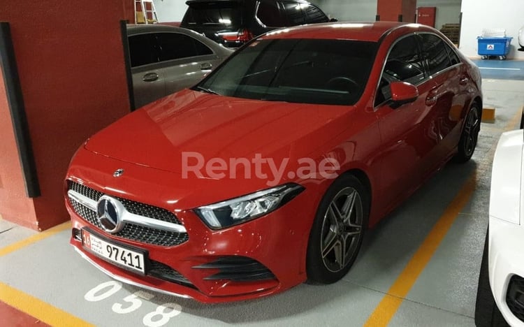 Red Mercedes A200 Class for rent in Sharjah