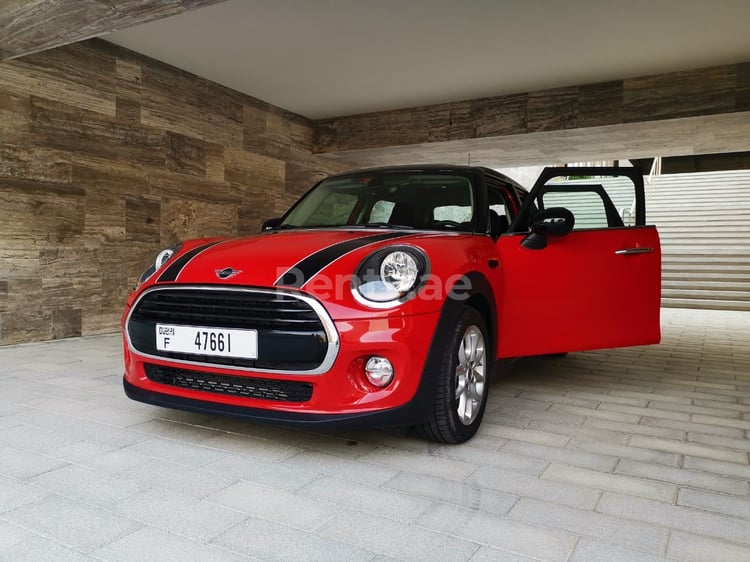 Red Mini Cooper for rent in Sharjah 3