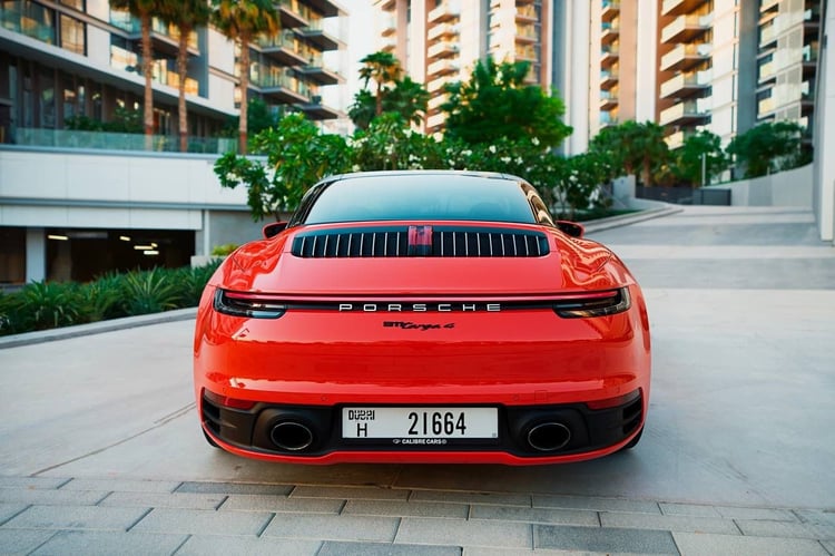 Red Porsche 911 Targa 4 for rent in Abu-Dhabi 2