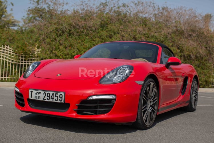 Red Porsche Boxster 981 for rent in Dubai