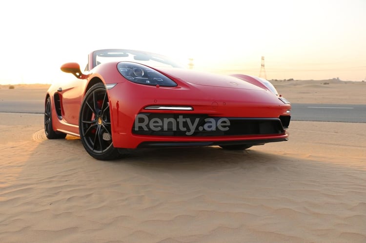 Red Porsche Boxster for rent in Dubai 3