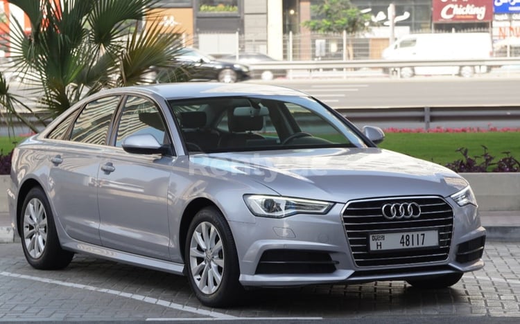 Silver Audi A6 for rent in Dubai