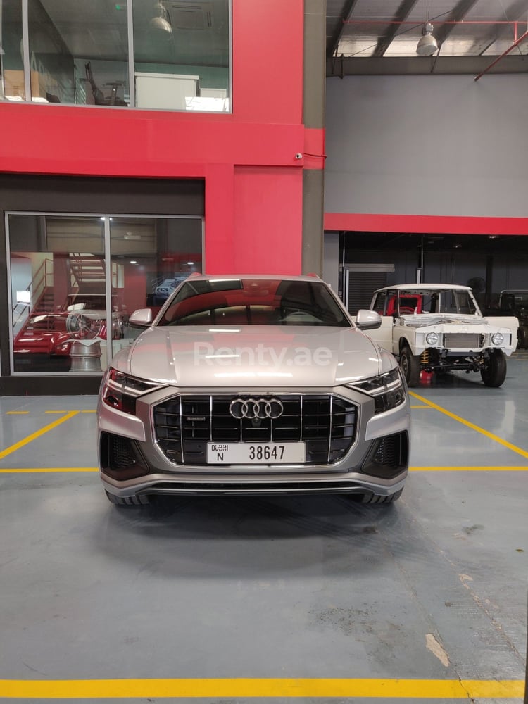 Silver Audi Q8 for rent in Sharjah 0