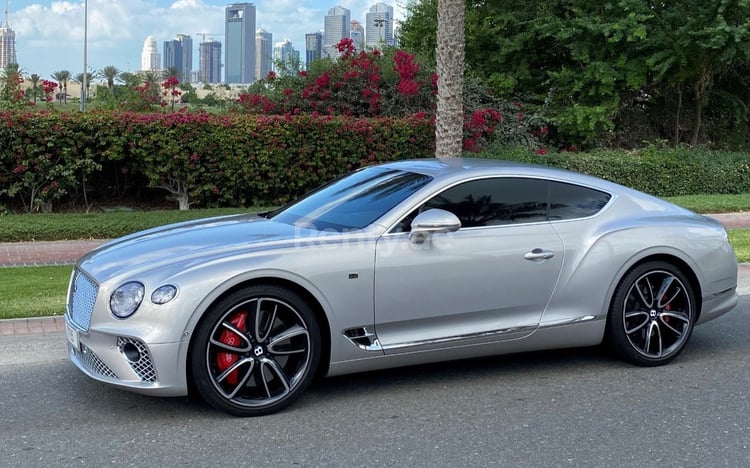 Silver Bentley Continental GT for rent in Dubai