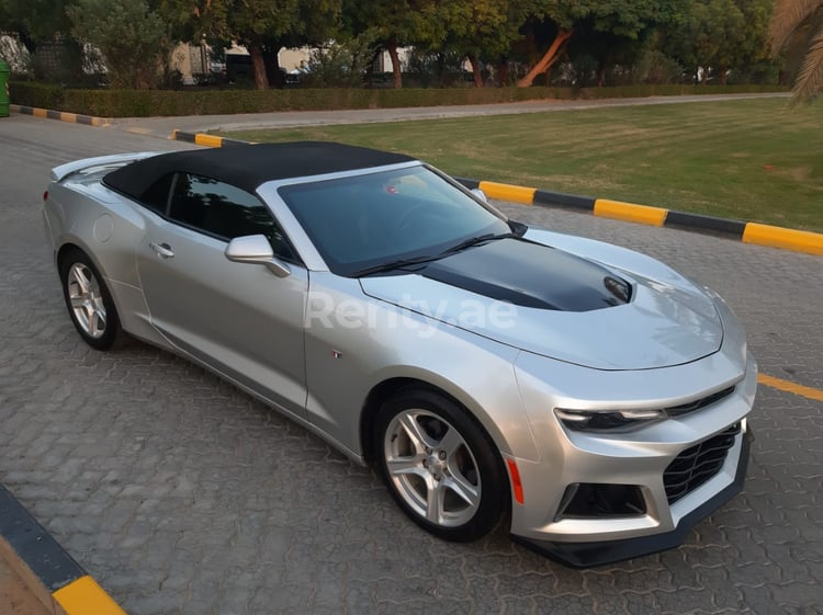 Silver Chevrolet Camaro for rent in Dubai 3