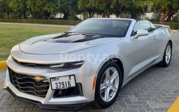 Silver Chevrolet Camaro for rent in Sharjah