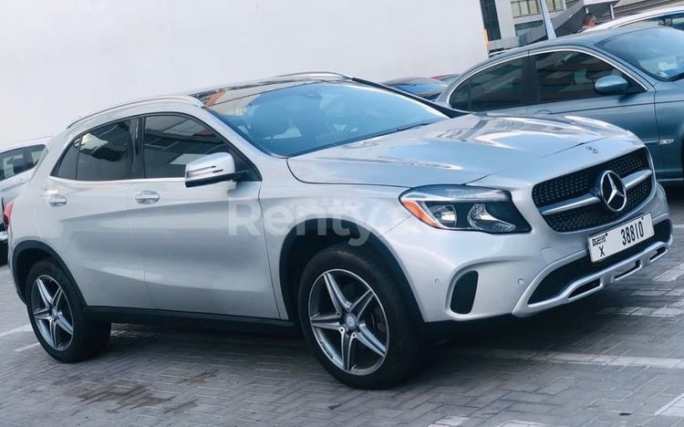 Silver Mercedes GLA for rent in Dubai