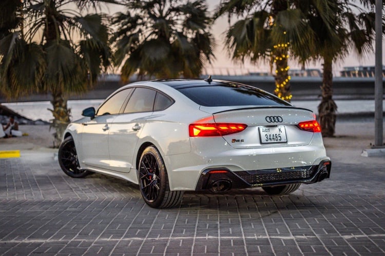 White 2021 Audi A5 with RS5 Bodykit for rent in Sharjah 2