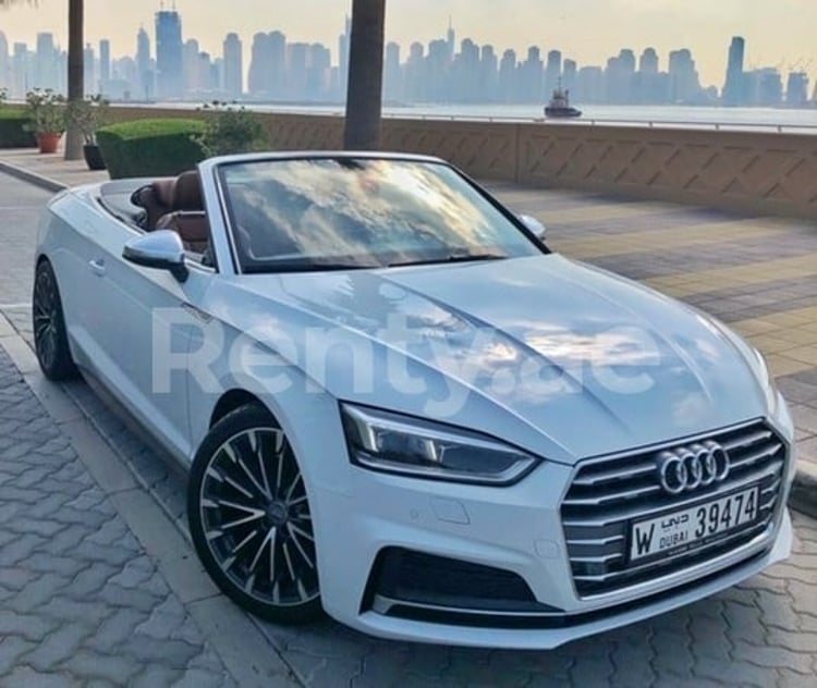 White Audi A5 Cabriolet for rent in Dubai