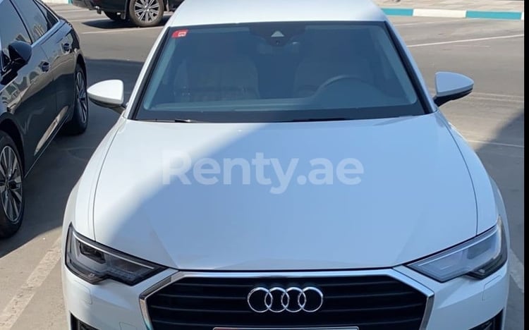 White Audi A6 for rent in Dubai