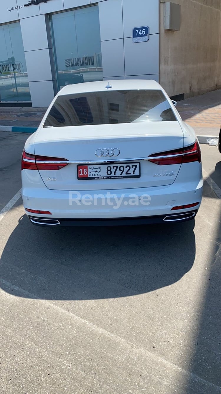 White Audi A6 for rent in Dubai 0