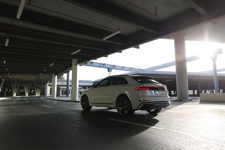 White Audi Q8  55TFSI quattro for rent in Sharjah 1